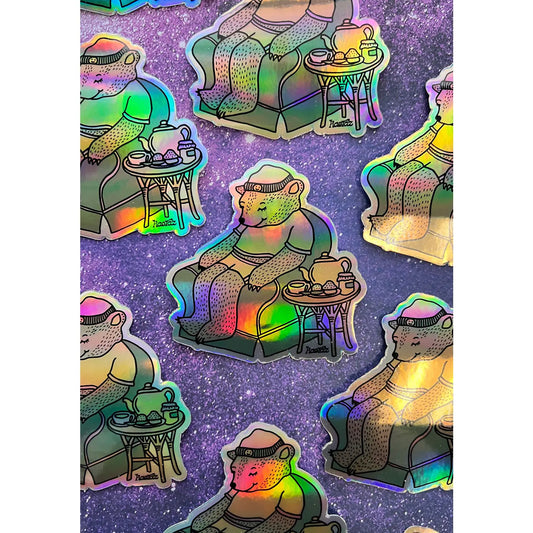 Live Slow Die Cozy Hologram Sticker