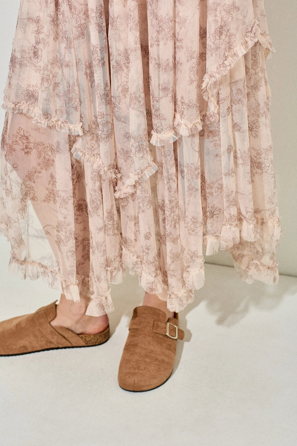 Floral Print Sheet Midi Skirt