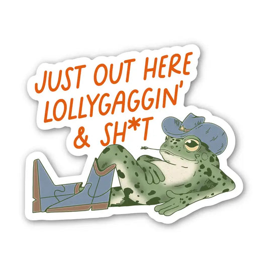 Lollygaggin Frog Sticker