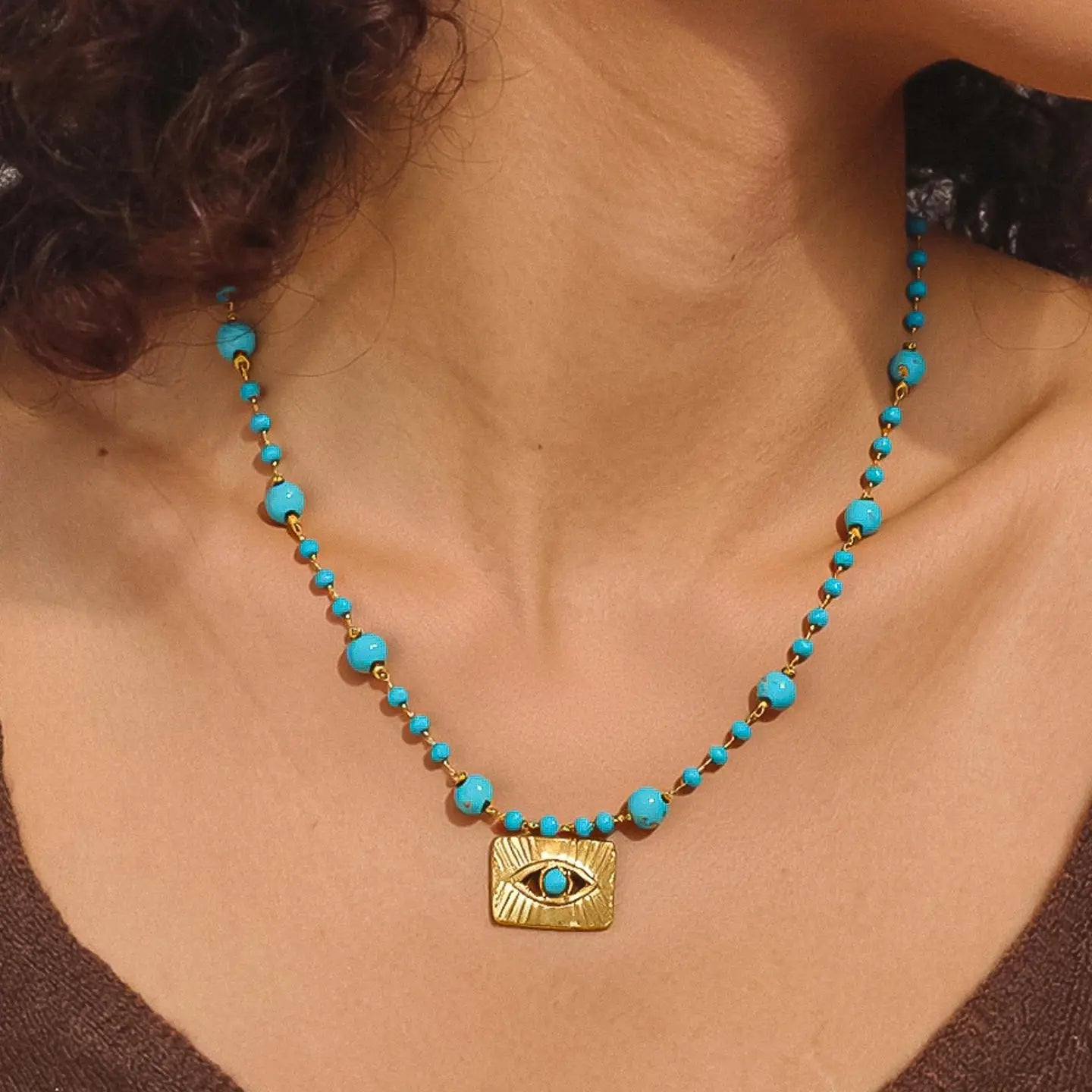 Rubis Turquoise Evil Eye Necklace