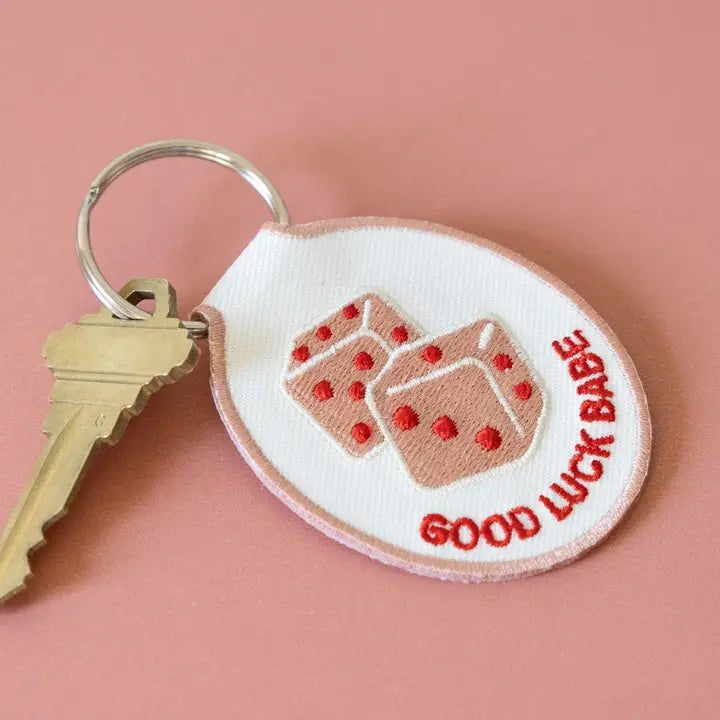 Good Luck Babe Embroidered Keychain