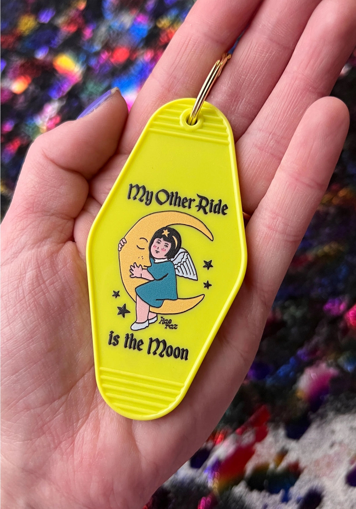 My Other Ride Is the Moon Motel Keychain