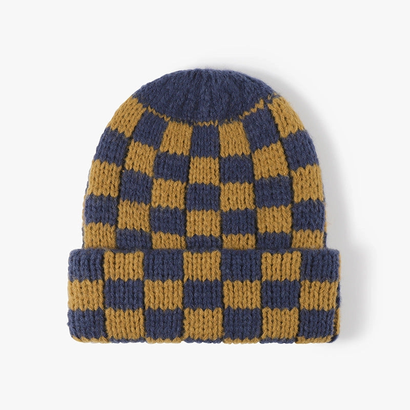 Checkered Knit Beanie