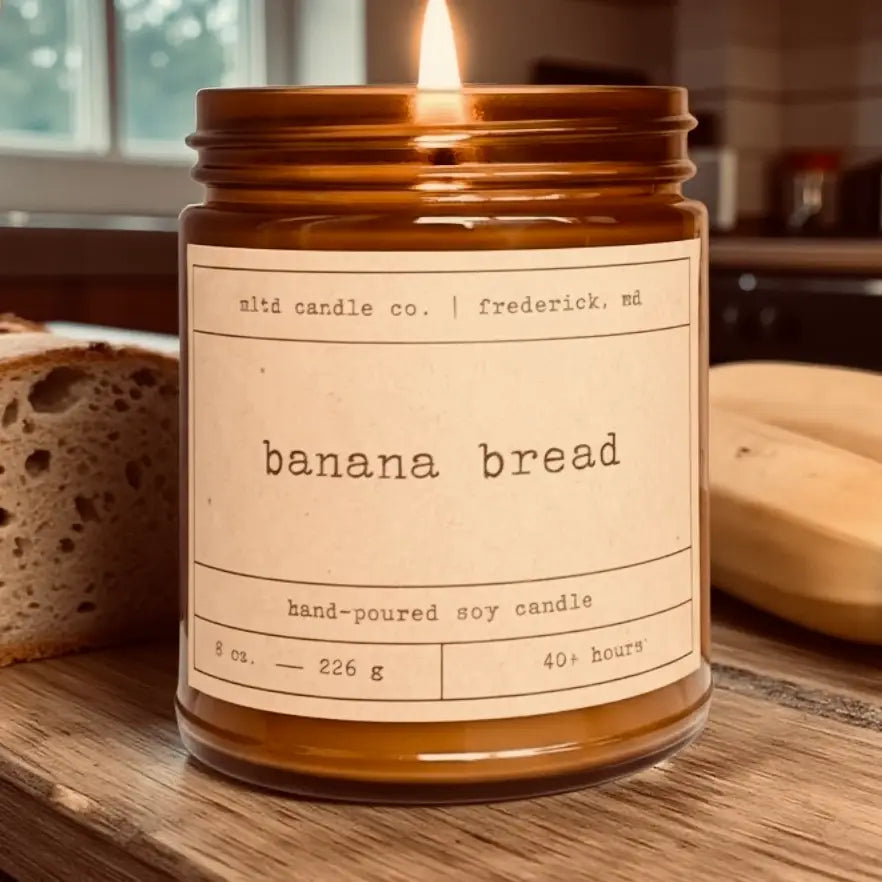 Banana Bread Soy Candle | Hand-Poured, Rustic, Minimalist