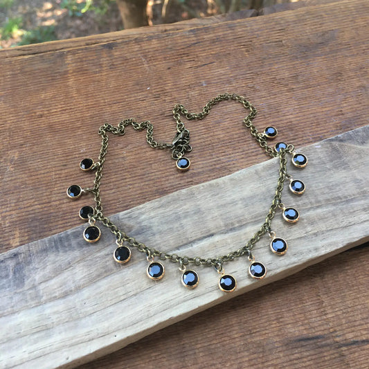Black & Gold Crystal Beaded Choker
