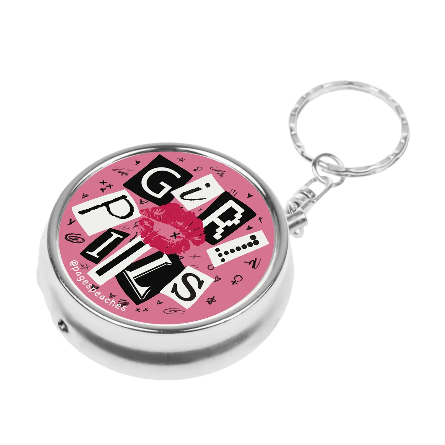 Girl Pills Pill Case Keychain
