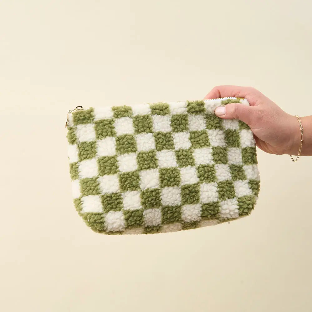 Green Checker Teddy Pouch