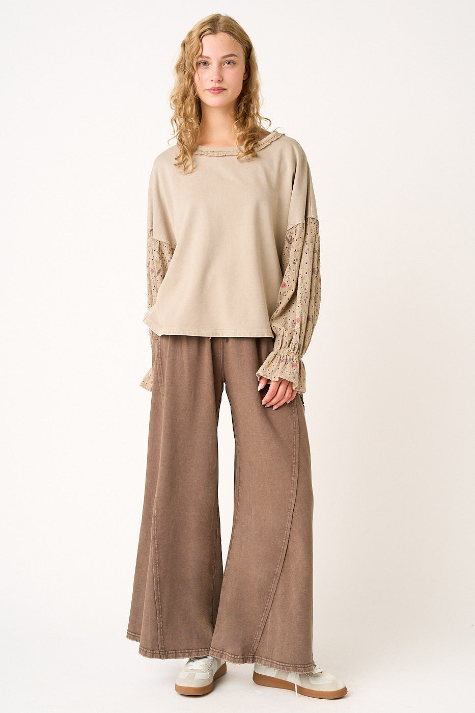 Mineral Wash Wide Leg Pants