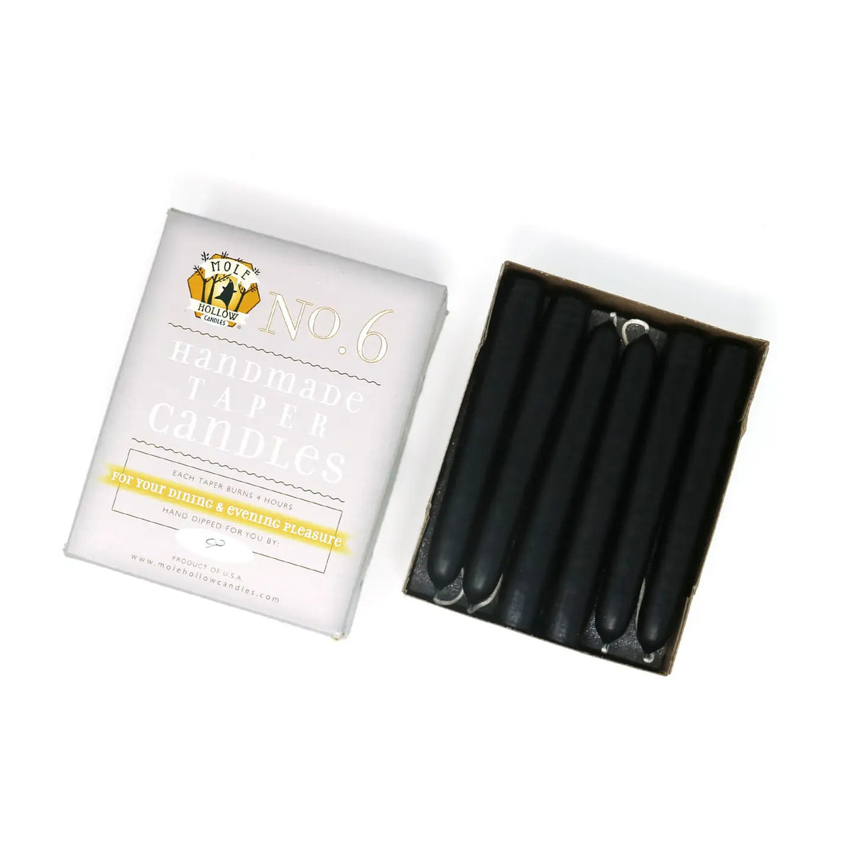 6" Hand Dipped Unscented Taper Candles