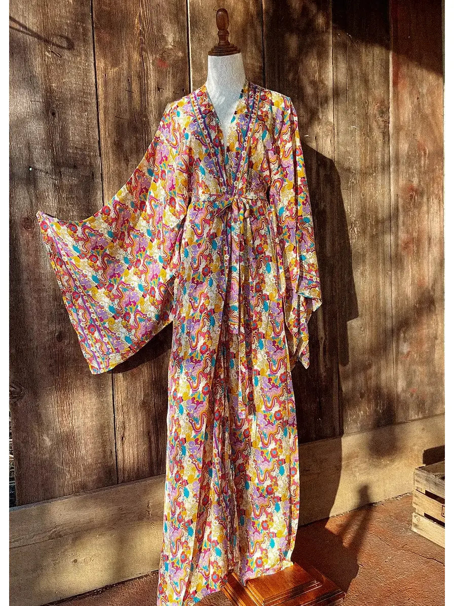 Rainbow Hippie Boho Psychedelic Kimono