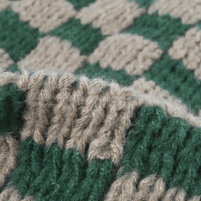 Checkered Knit Beanie