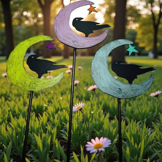 Moon Raven Garden Stake