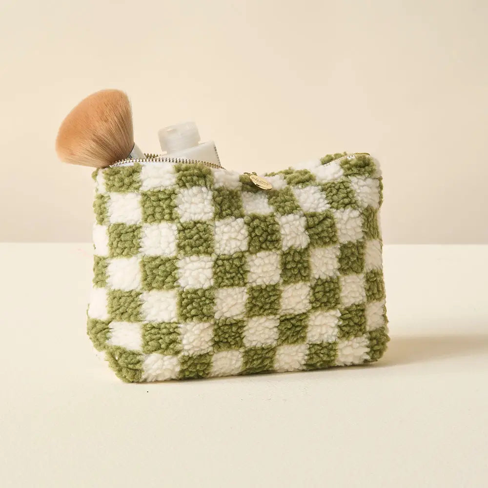 Green Checker Teddy Pouch