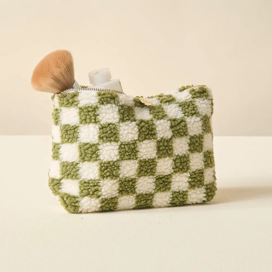 Teddy Pouch-Check Green