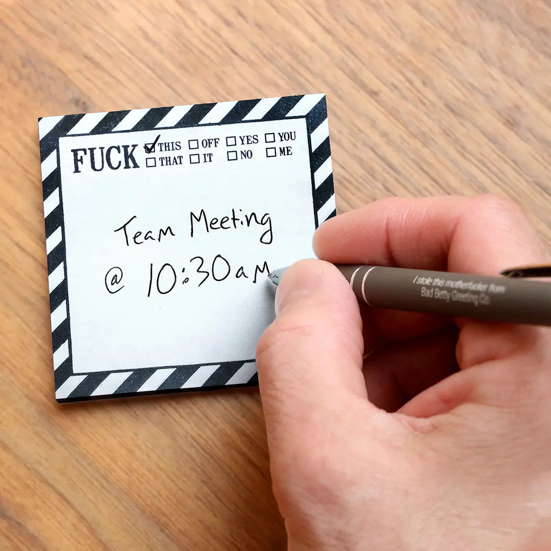 Funny Sarcastic Sticky Note Pad - Fuck This, That, Off