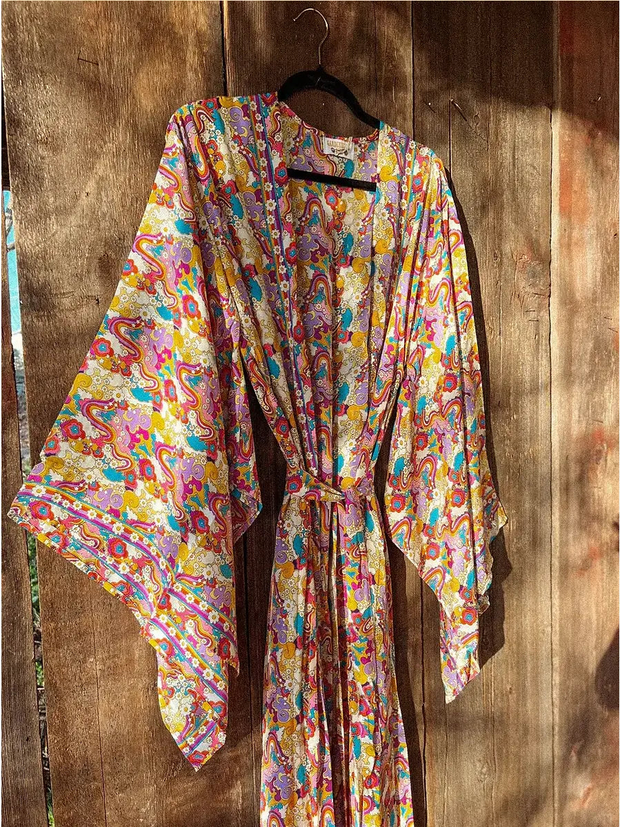 Rainbow Hippie Boho Psychedelic Kimono