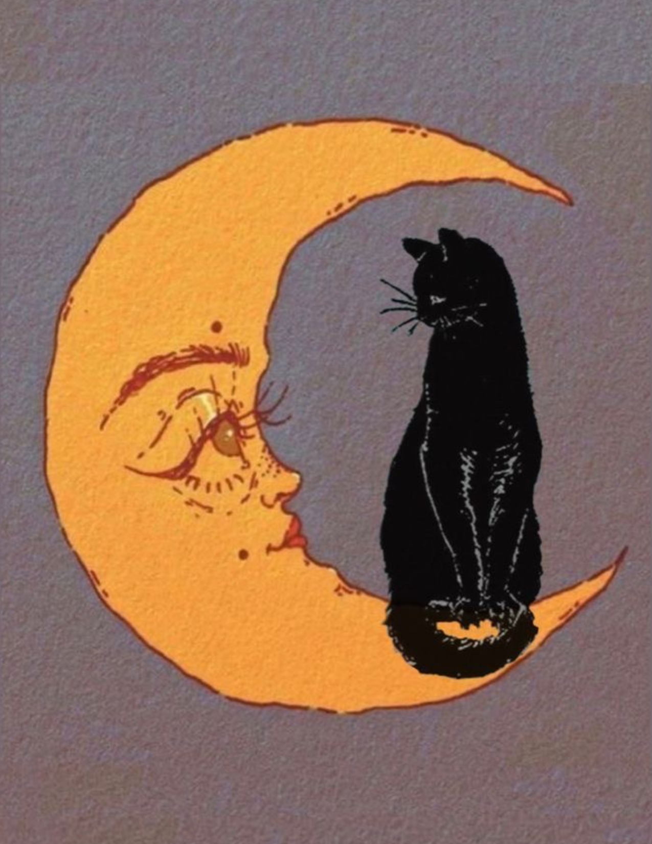 Cat & Moon Postcard