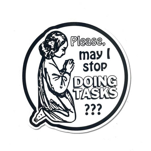 "Doing Tasks" Round Sticker