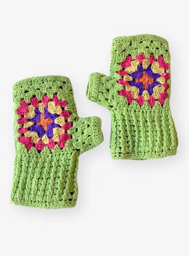 Crochet Granny Square Fingerless Gloves