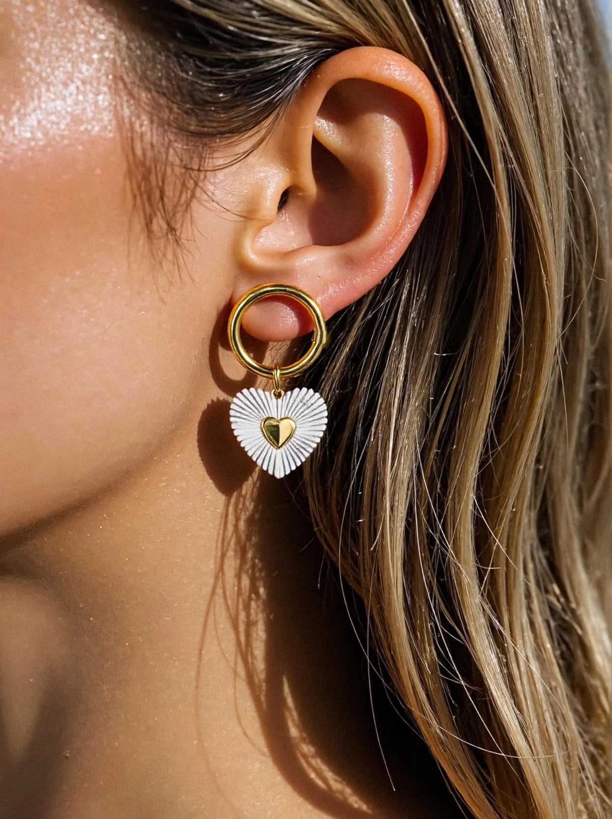 Annette Two Tone Heart Earring