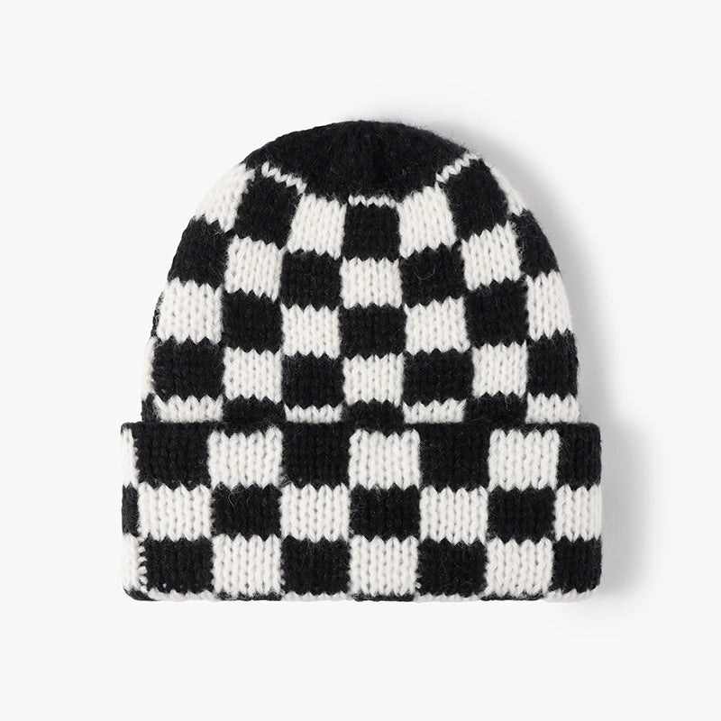 Checkered Knit Beanie