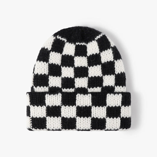 Checkered Knit Beanie