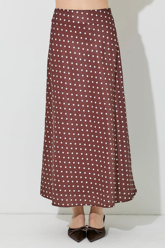Polka Dot Print Midi Skirt