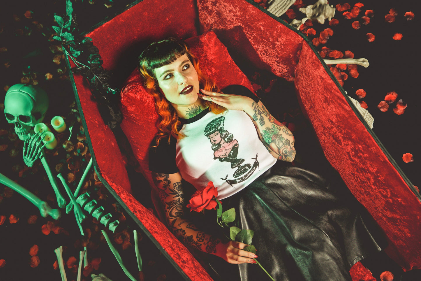 Mrs. Frankenstein Raglan Baby Tee