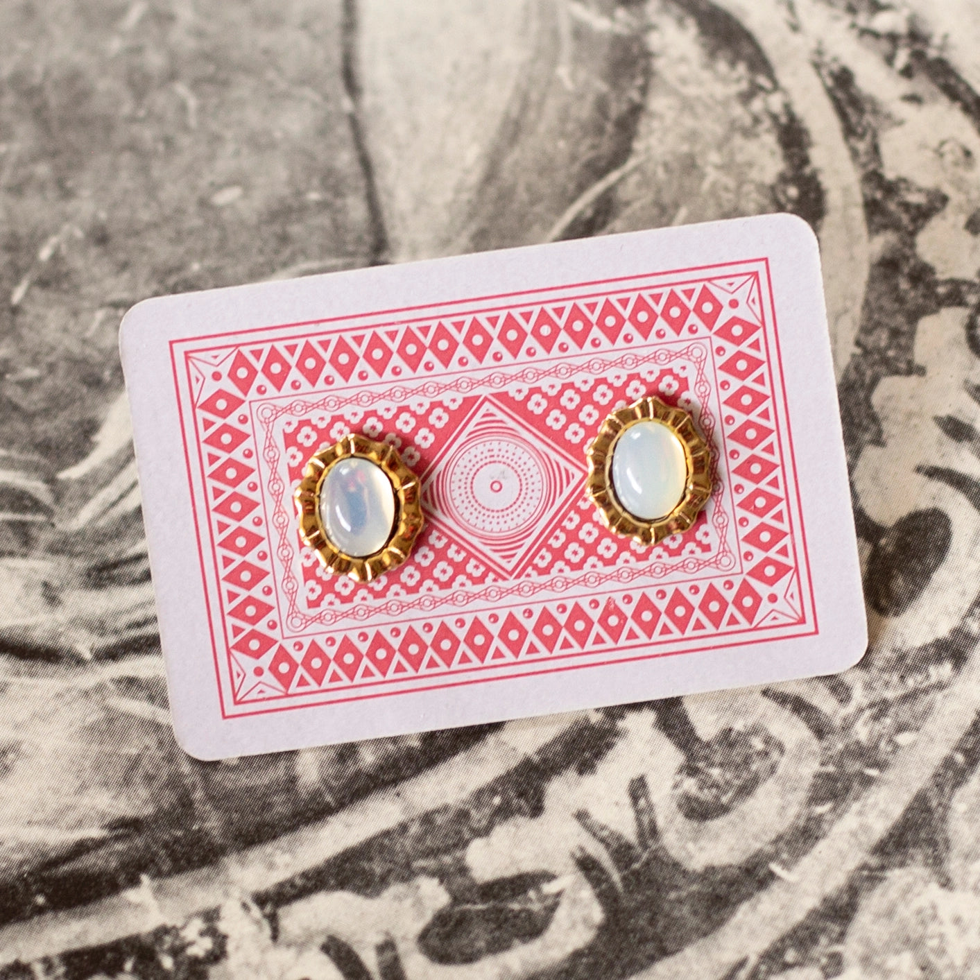 Vintage Moonstone Stud Earrings