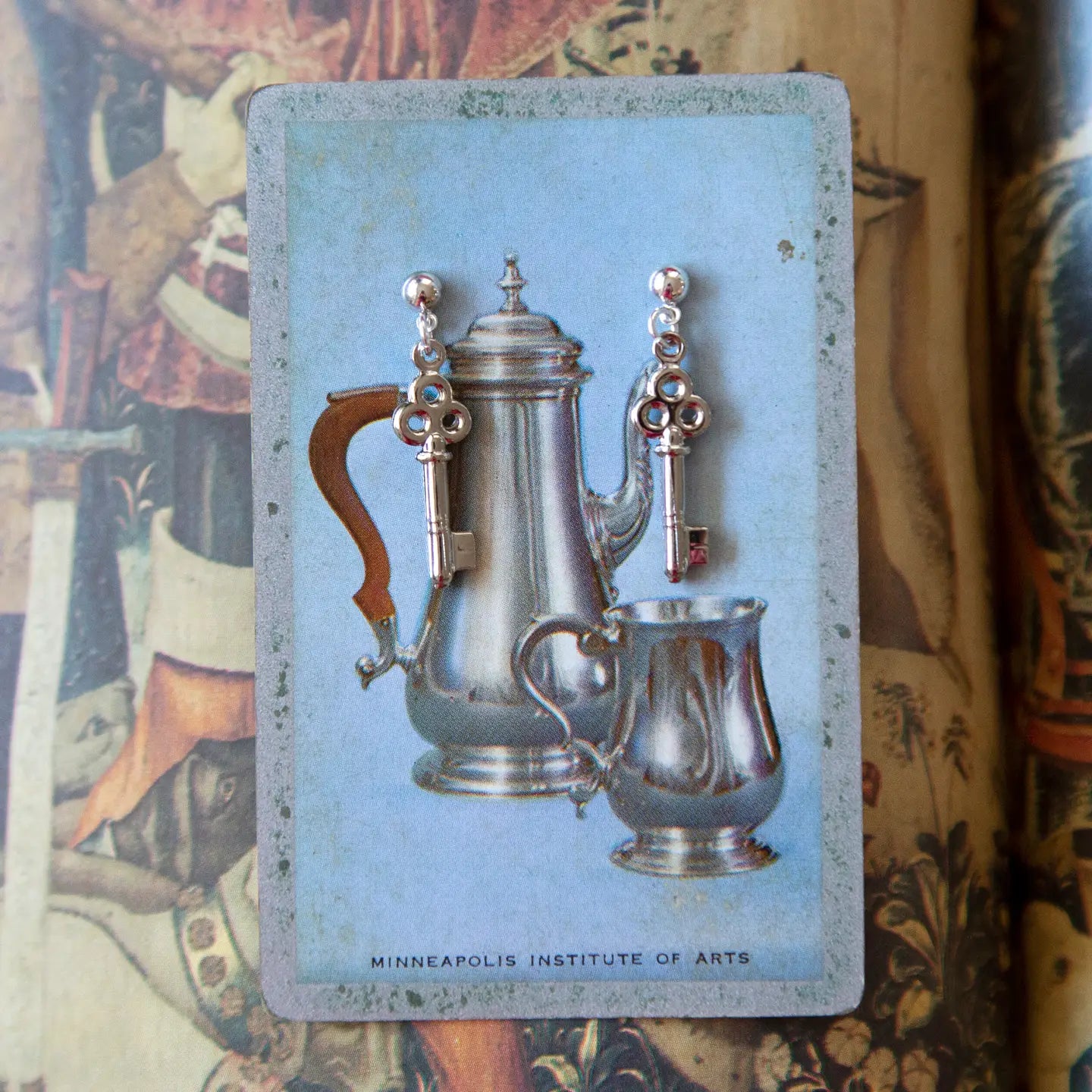 Vintage Silver Key Earrings