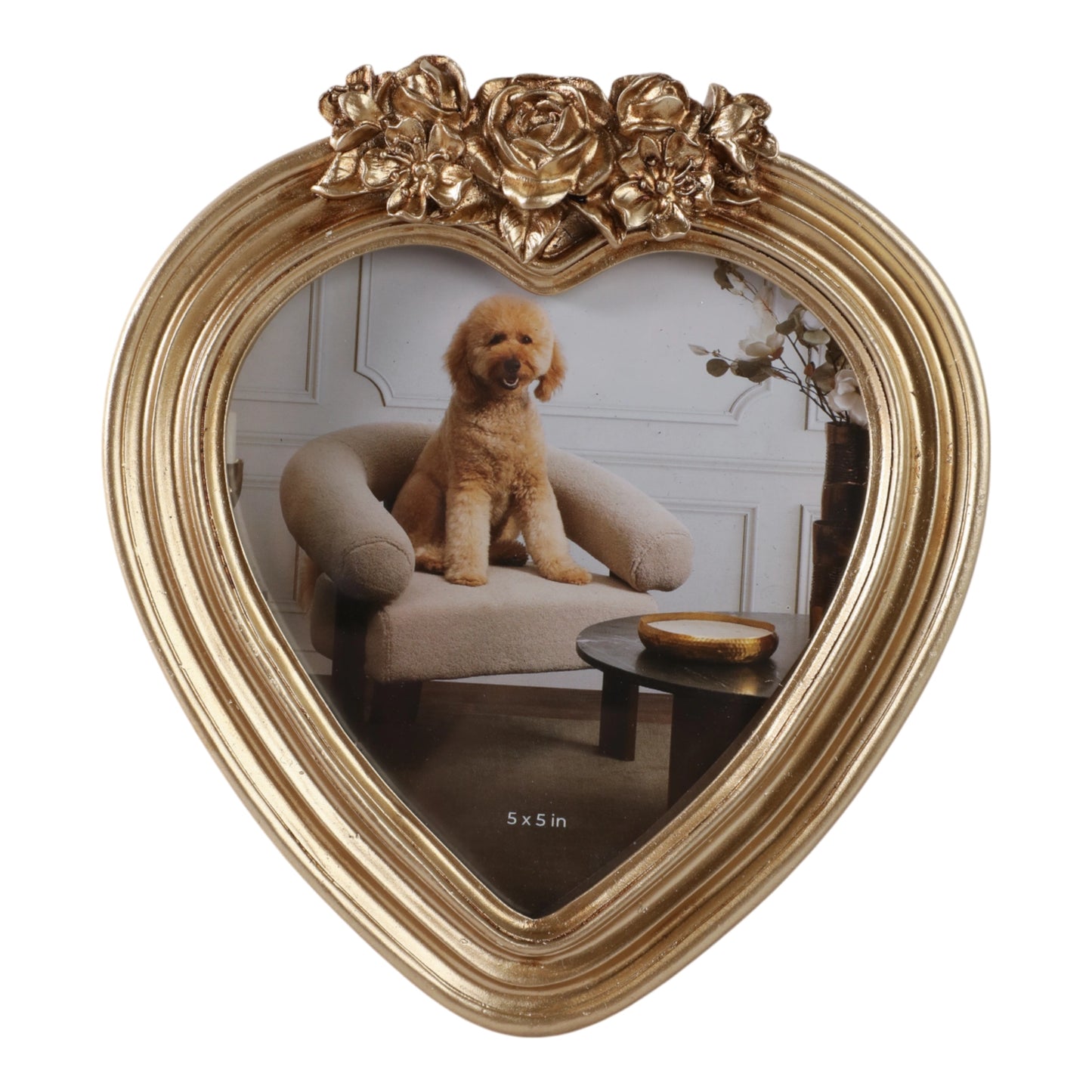 Gold Heart Rose 5x5 Frame