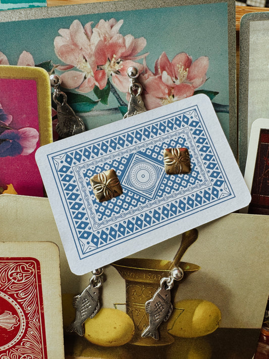 Vintage Gold Square Studs