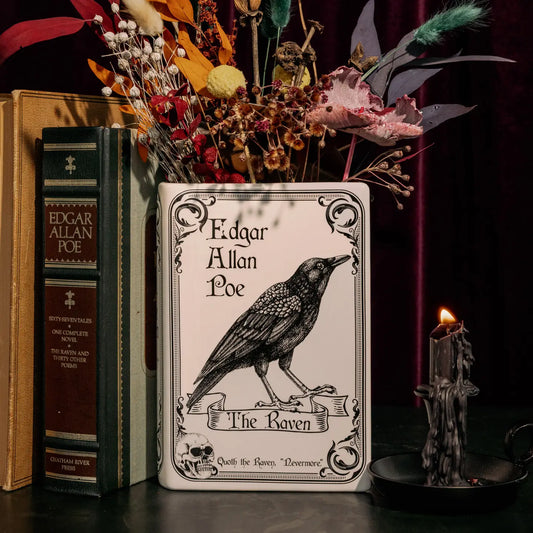 The Raven White Book Vase