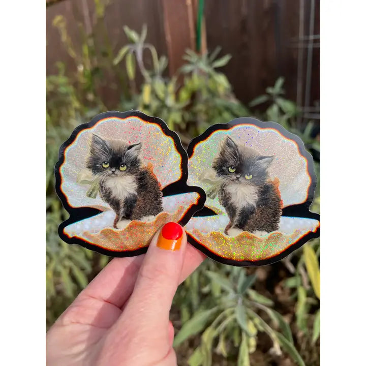 Tuxedo Kitty Seashell Sticker
