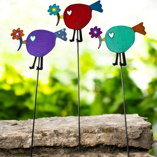 Bird Flower Plant Stake