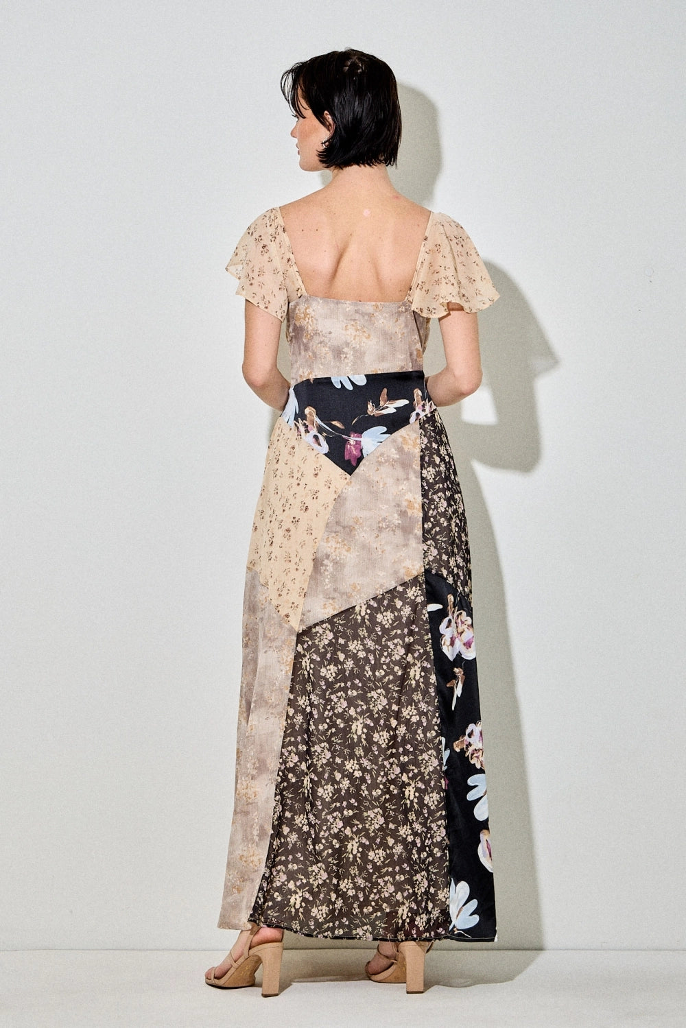 Multi Floral Print Midi Dress