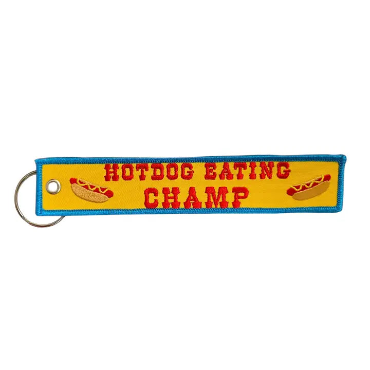 Hotdog Eating Champ Embroidered Keychain