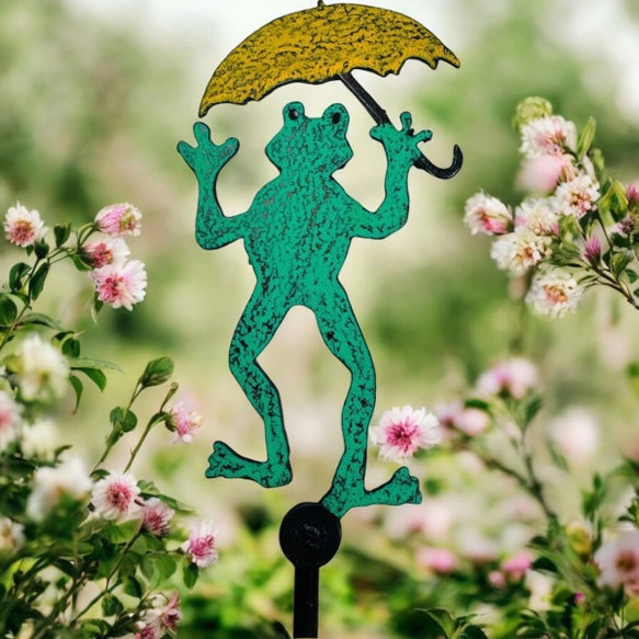 Rainy Frog Plant Stake