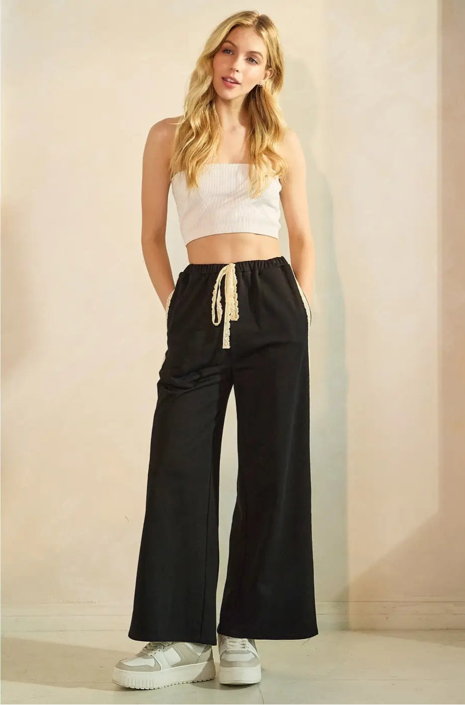 Lace Striped Sweatpants