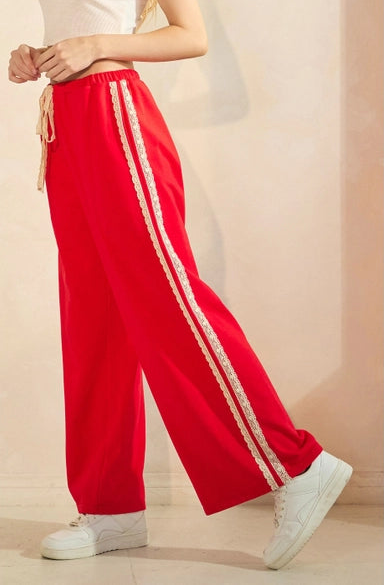 Lace Striped Sweatpants