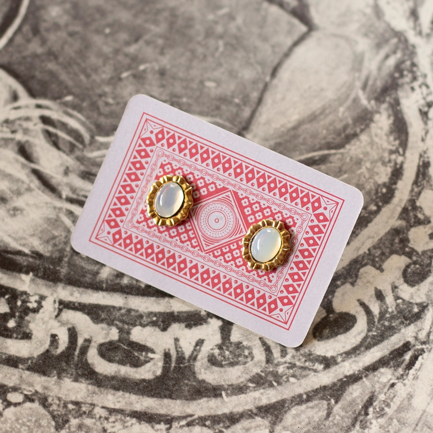 Vintage Moonstone Stud Earrings