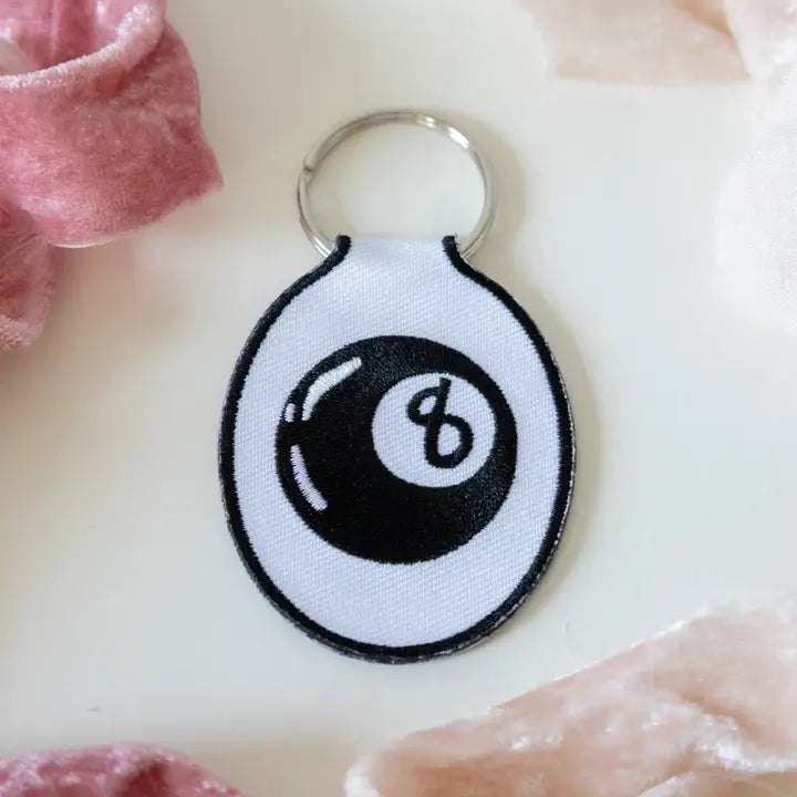 8 Ball Embroidered Keychain
