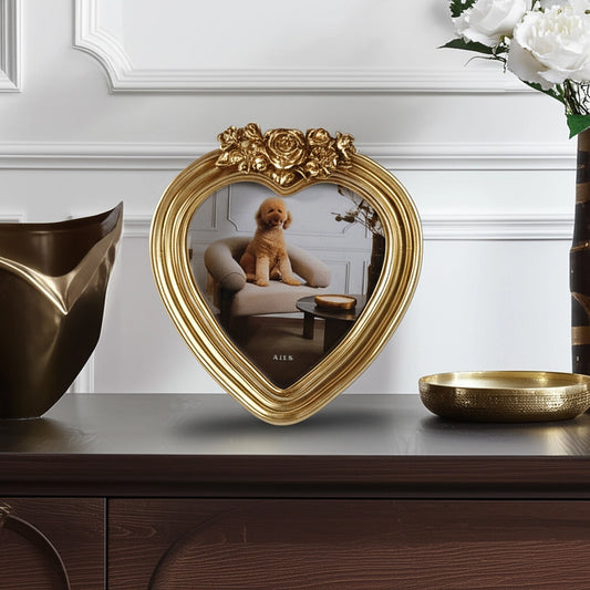 Gold Heart Rose 5x5 Frame