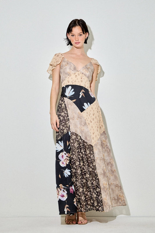 Multi Floral Print Midi Dress