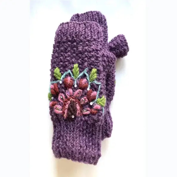 Embroidered & Beaded Wool Hand Warmer