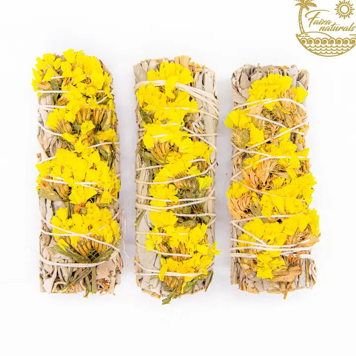 Yellow Sinuata Flower White Sage Bundle