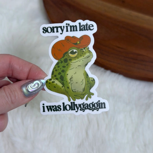Lollygaggin Cowboy Frog Sticker