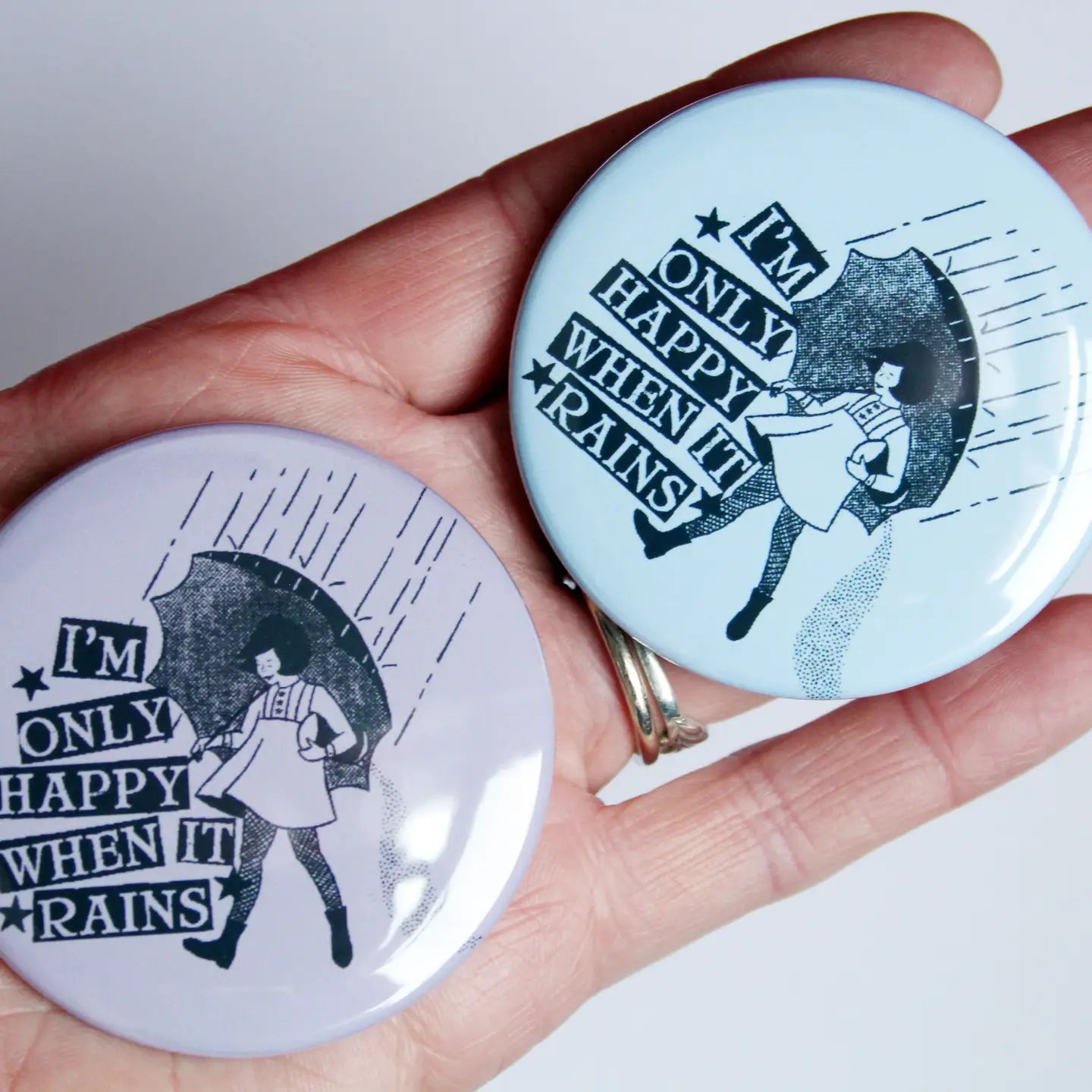Only Happy When It Rains Pocket Mirror