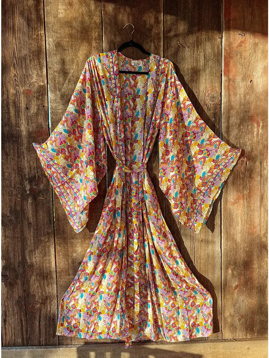 Rainbow Hippie Boho Psychedelic Kimono