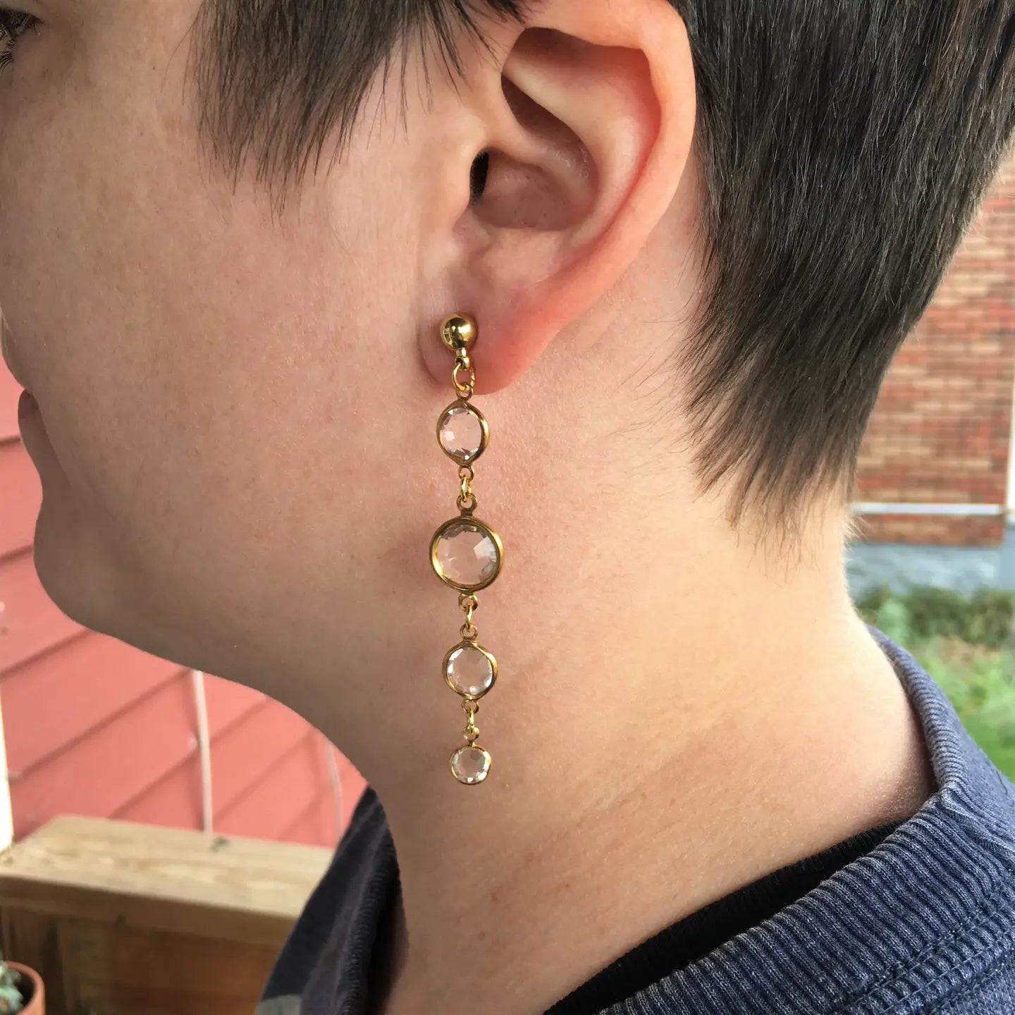 Crystal & Gold Bead Earrings